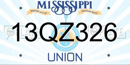 13QZ326 Mississippi License Plate