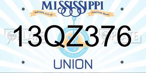 13QZ376 Mississippi License Plate