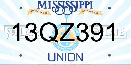13QZ391 Mississippi License Plate