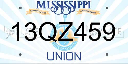 13QZ459 Mississippi License Plate