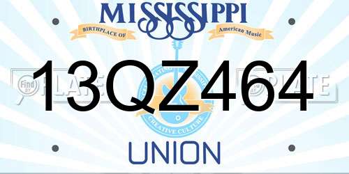 13QZ464 Mississippi License Plate