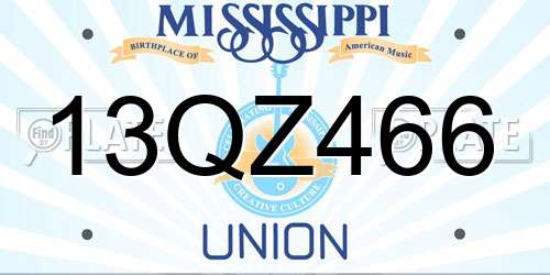 13QZ466 Mississippi License Plate