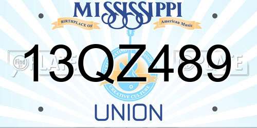 13QZ489 Mississippi License Plate