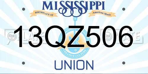 13QZ506 Mississippi License Plate