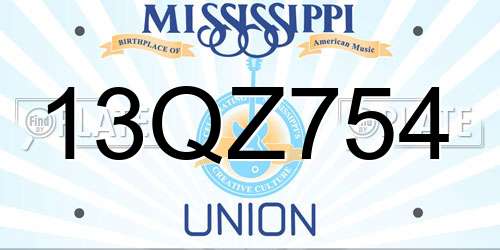 13QZ754 Mississippi License Plate