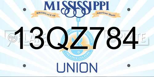 13QZ784 Mississippi License Plate