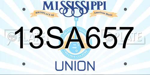 13SA657 Mississippi License Plate