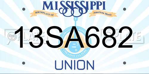 13SA682 Mississippi License Plate