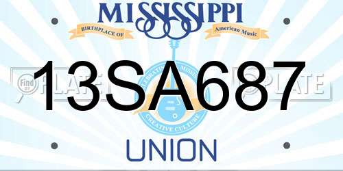 13SA687 Mississippi License Plate