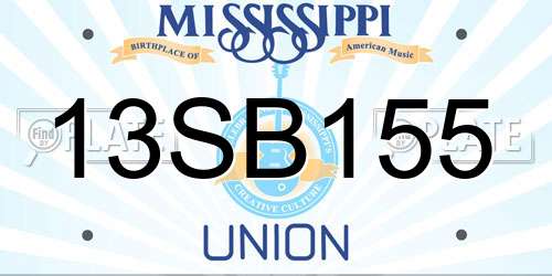 13SB155 Mississippi License Plate