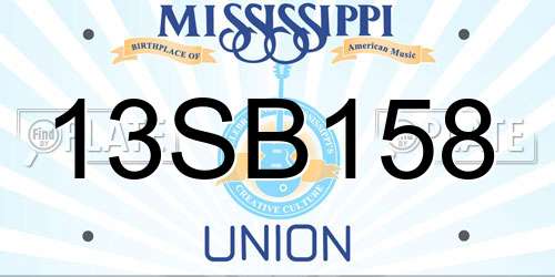 13SB158 Mississippi License Plate