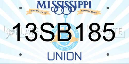 13SB185 Mississippi License Plate