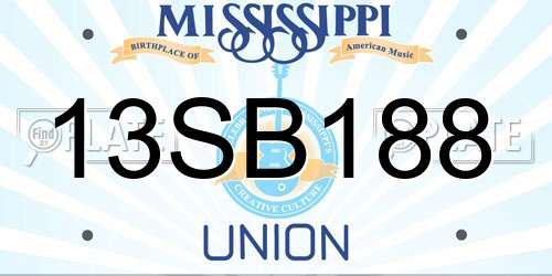 13SB188 Mississippi License Plate