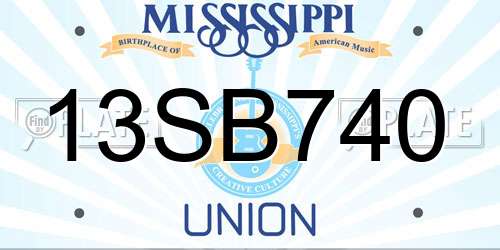 13SB740 Mississippi License Plate