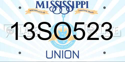 13SO523 Mississippi License Plate