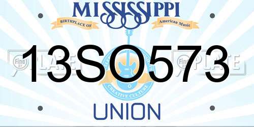 13SO573 Mississippi License Plate