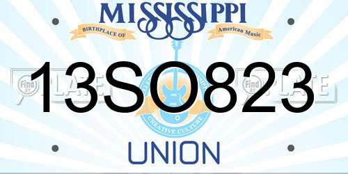 13SO823 Mississippi License Plate