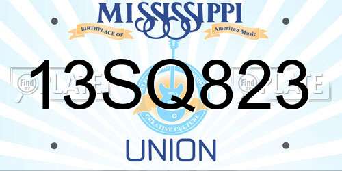 13SQ823 Mississippi License Plate