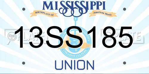 13SS185 Mississippi License Plate