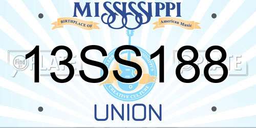 13SS188 Mississippi License Plate