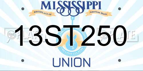 13ST250 Mississippi License Plate