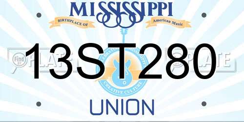 13ST280 Mississippi License Plate