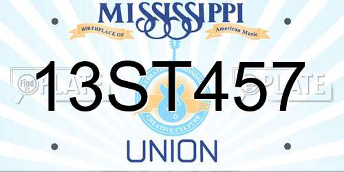 13ST457 Mississippi License Plate