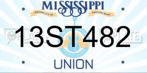 13ST482 Mississippi License Plate