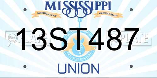 13ST487 Mississippi License Plate