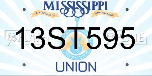 13ST595 Mississippi License Plate