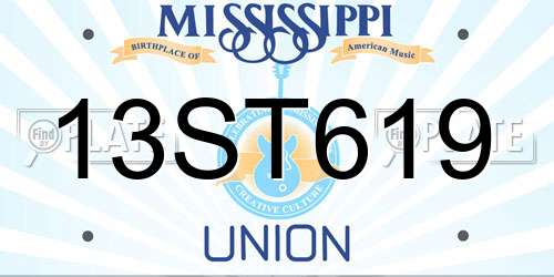 13ST619 Mississippi License Plate