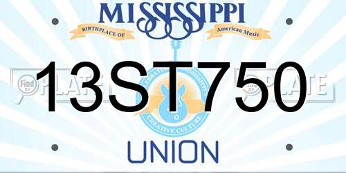 13ST750 Mississippi License Plate