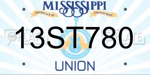 13ST780 Mississippi License Plate