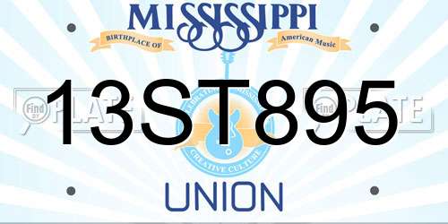 13ST895 Mississippi License Plate