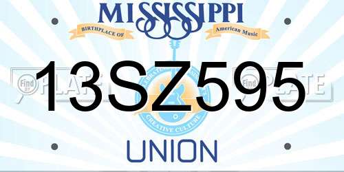 13SZ595 Mississippi License Plate