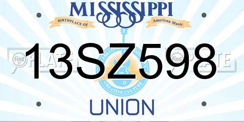 13SZ598 Mississippi License Plate