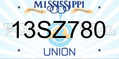 13SZ780 Mississippi License Plate