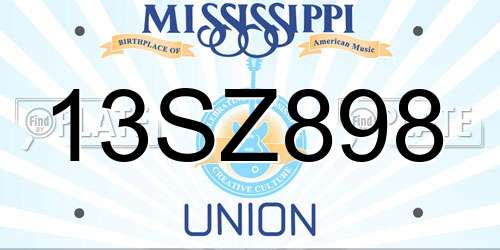 13SZ898 Mississippi License Plate