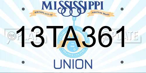 13TA361 Mississippi License Plate