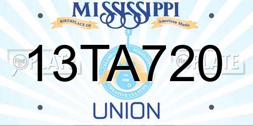 13TA720 Mississippi License Plate