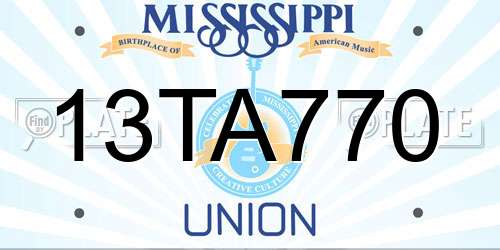 13TA770 Mississippi License Plate