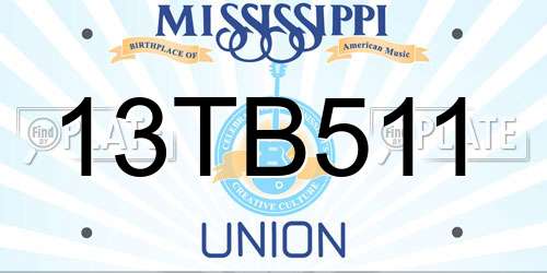 13TB511 Mississippi License Plate