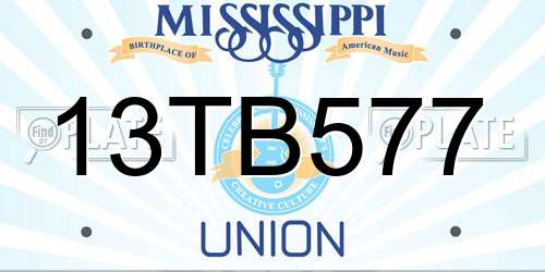 13TB577 Mississippi License Plate