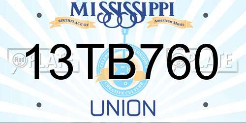 13TB760 Mississippi License Plate