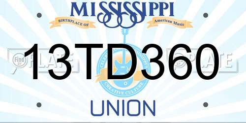 13TD360 Mississippi License Plate