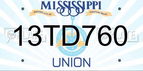 13TD760 Mississippi License Plate