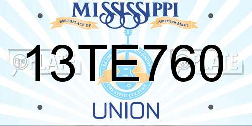 13TE760 Mississippi License Plate
