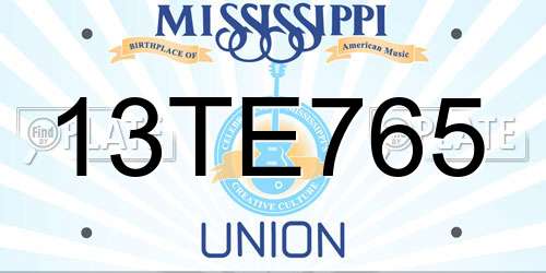 13TE765 Mississippi License Plate