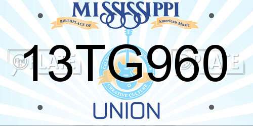 13TG960 Mississippi License Plate