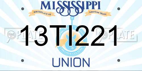 13TI221 Mississippi License Plate